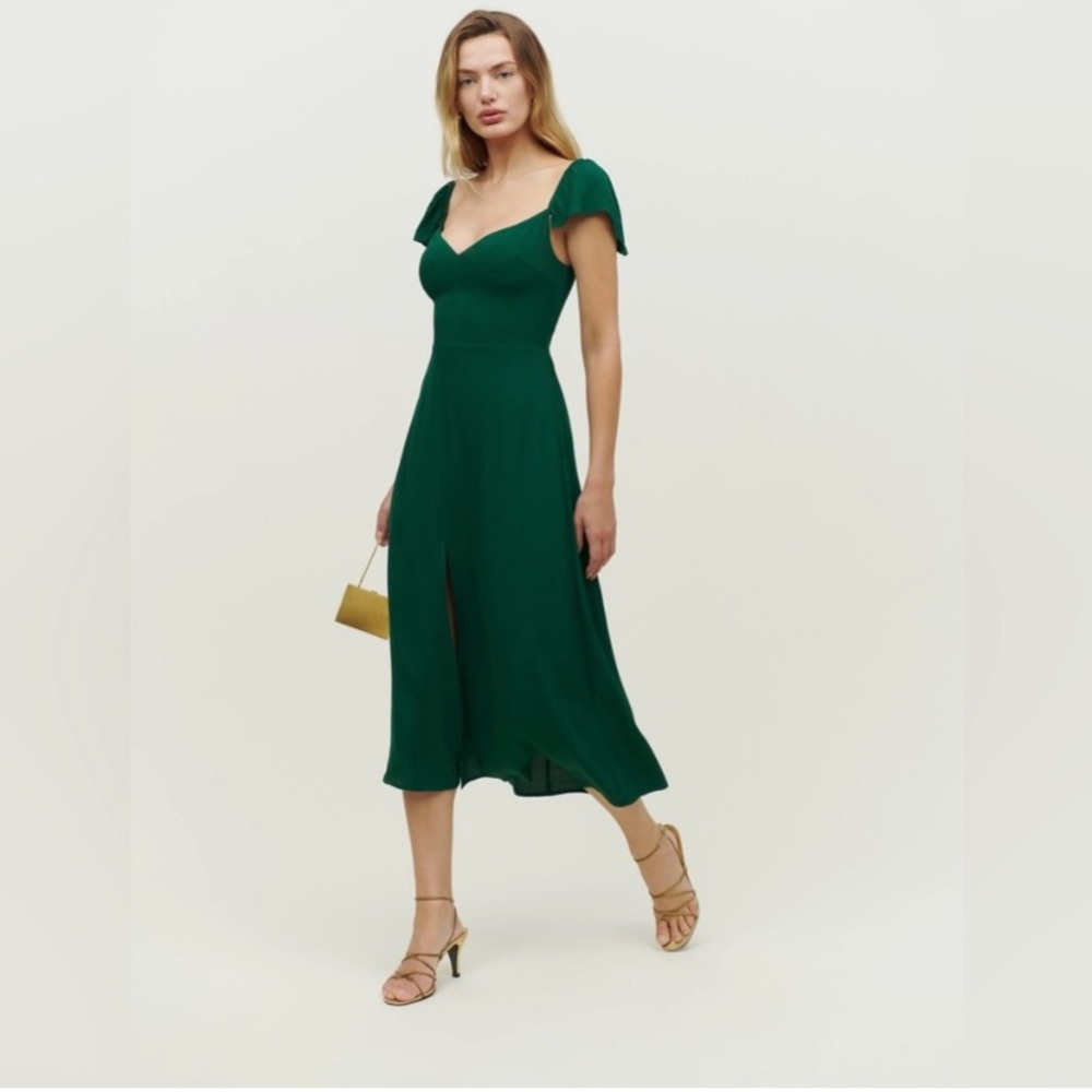 Reformation Green Baxley Dress